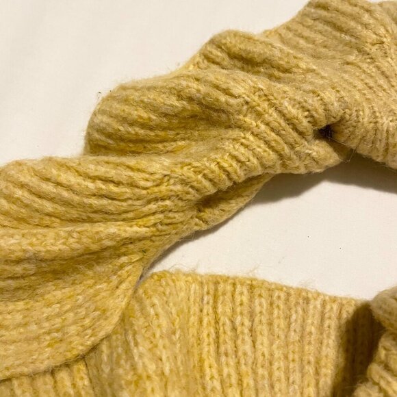 Zara Long Knit Yellow Scarf Ruffle Rouched Wrap Around Neck Warmer Youth - Picture 8 of 13